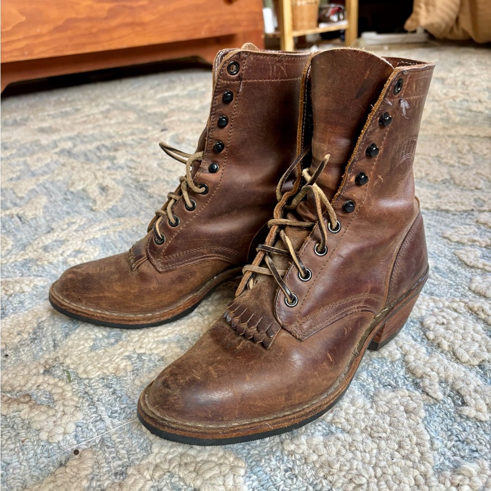 Whites Brown Lace Up Packer Boots Womens Size 6D